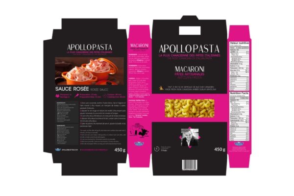 Apollo Pasta packaging, conception d'emballage