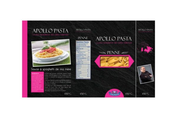 Apollo Pasta packaging, conception d'emballage